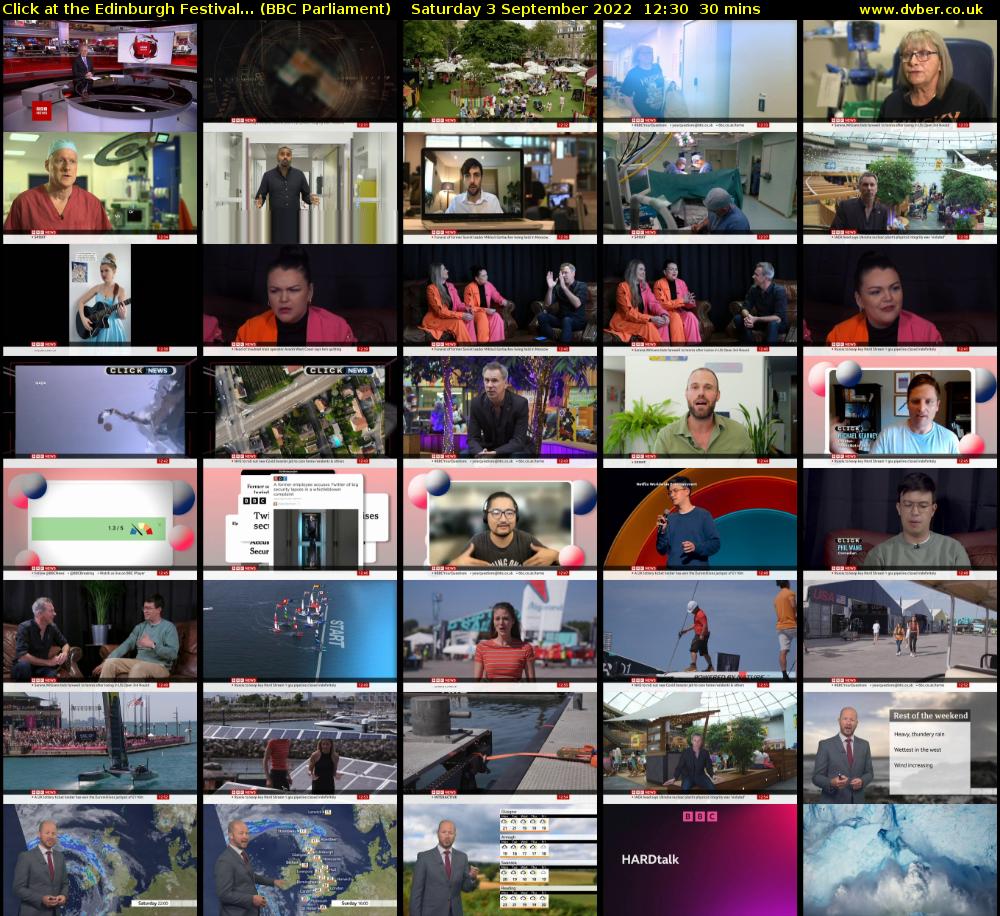 Click at the Edinburgh Festival... (BBC Parliament) Saturday 3 September 2022 12:30 - 13:00