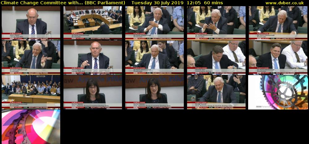 Climate Change Committee with... (BBC Parliament) Tuesday 30 July 2019 12:05 - 13:05