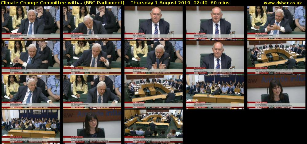 Climate Change Committee with... (BBC Parliament) Thursday 1 August 2019 02:40 - 03:40