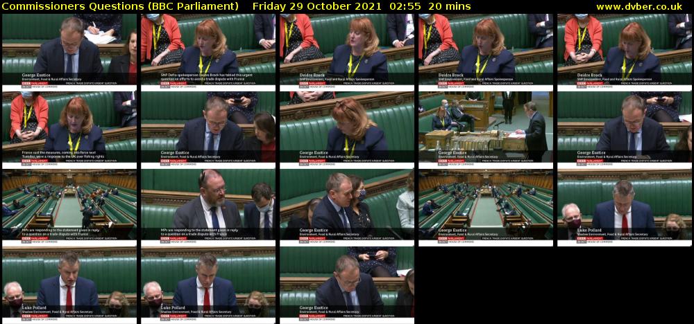 Commissioners Questions (BBC Parliament) Friday 29 October 2021 02:55 - 03:15