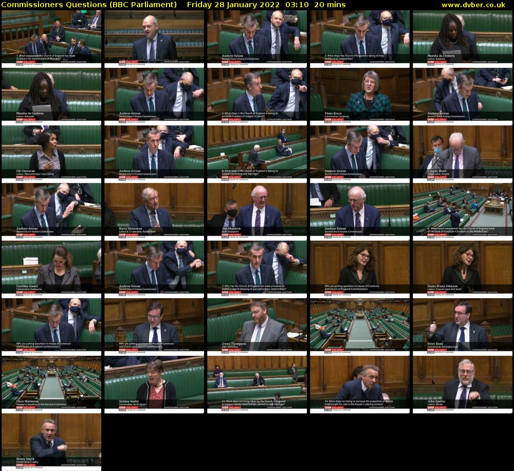 Commissioners Questions (BBC Parliament) Friday 28 January 2022 03:10 - 03:30