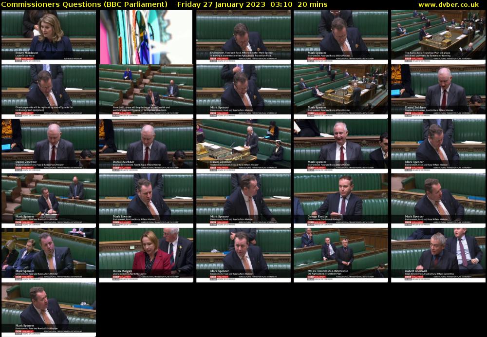 Commissioners Questions (BBC Parliament) Friday 27 January 2023 03:10 - 03:30