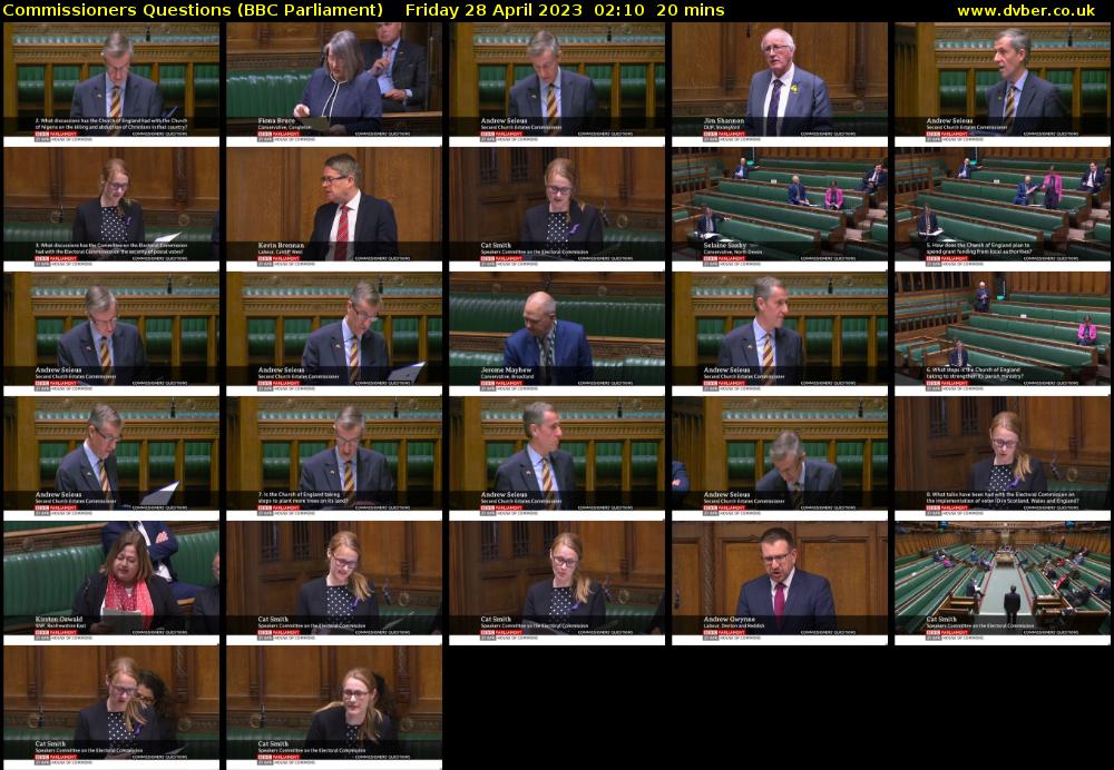 Commissioners Questions (BBC Parliament) Friday 28 April 2023 02:10 - 02:30