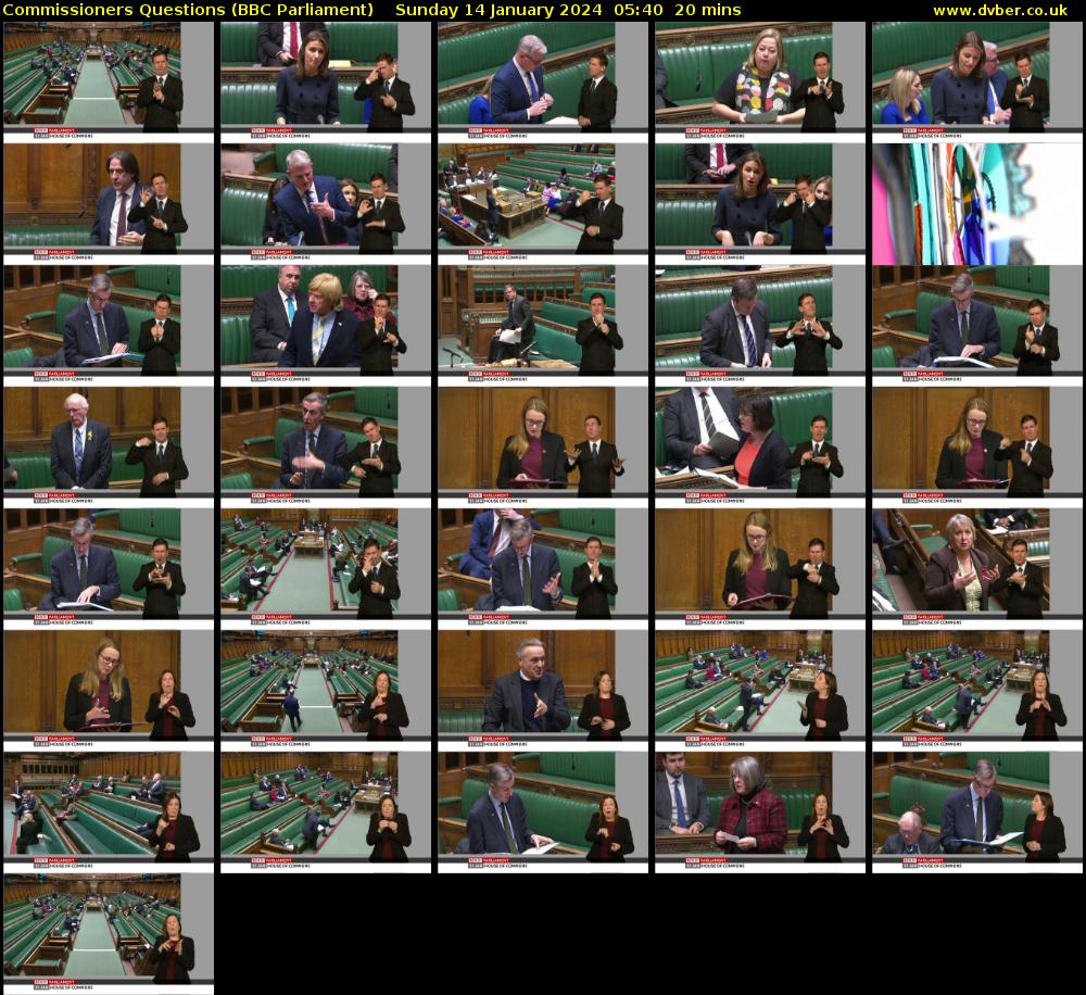 Commissioners Questions (BBC Parliament) Sunday 14 January 2024 05:40 - 06:00