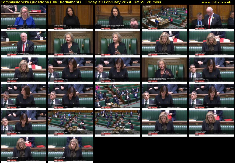 Commissioners Questions (BBC Parliament) Friday 23 February 2024 02:55 - 03:15