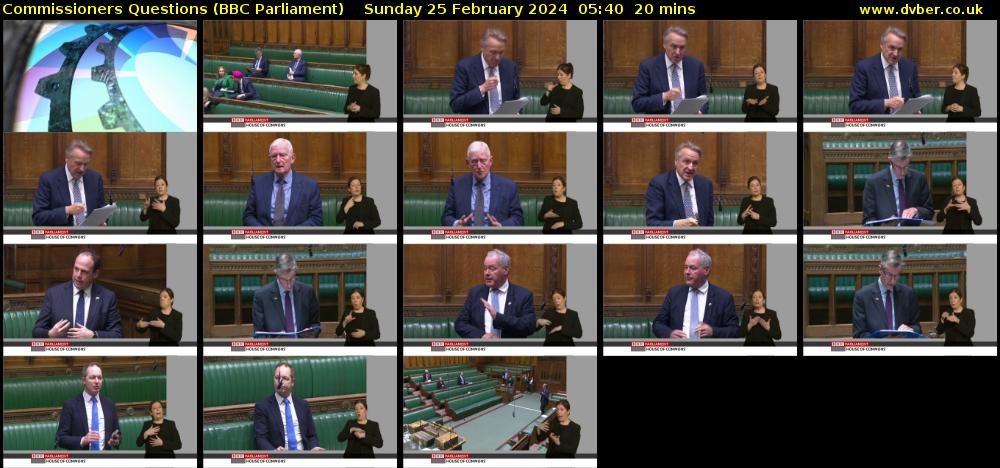 Commissioners Questions (BBC Parliament) Sunday 25 February 2024 05:40 - 06:00