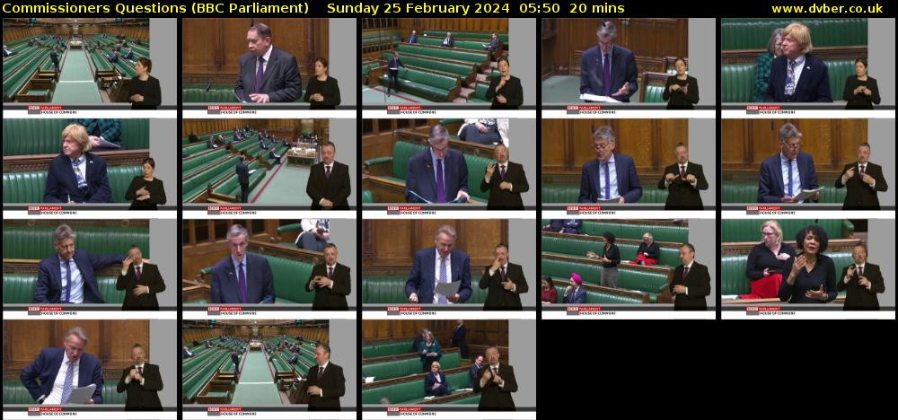 Commissioners Questions (BBC Parliament) Sunday 25 February 2024 05:50 - 06:10