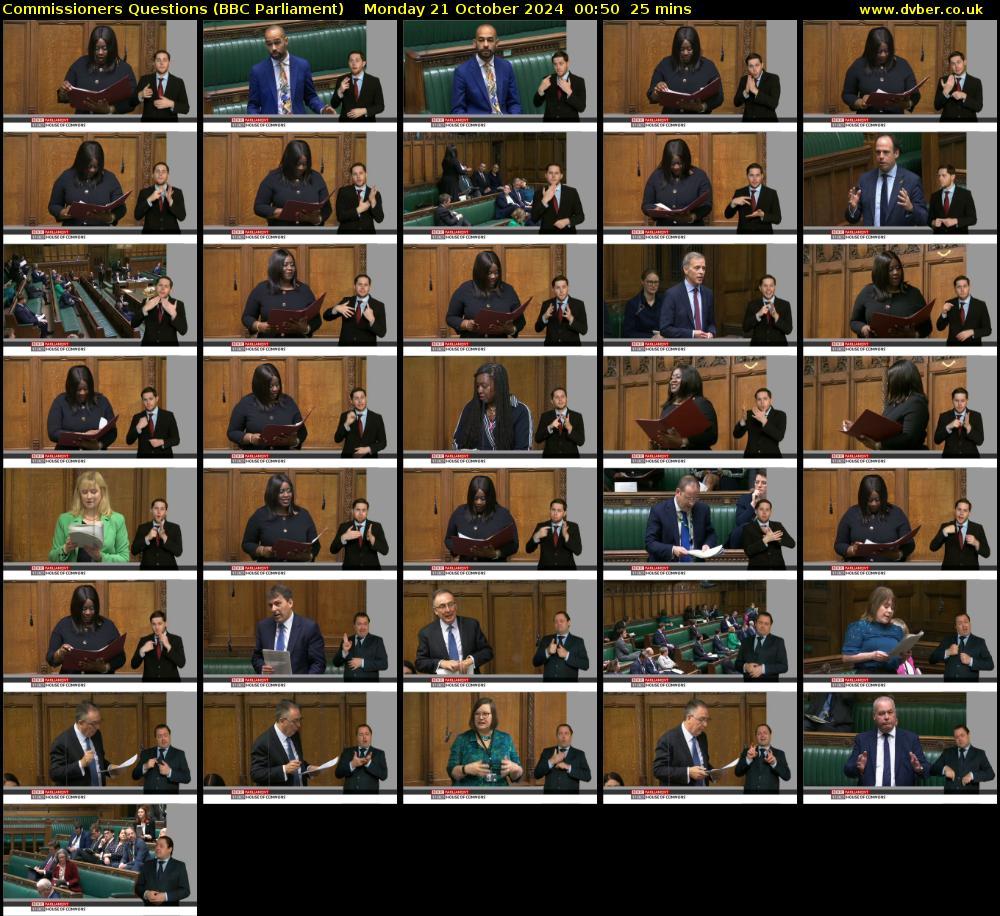 Commissioners Questions (BBC Parliament) Monday 21 October 2024 00:50 - 01:15