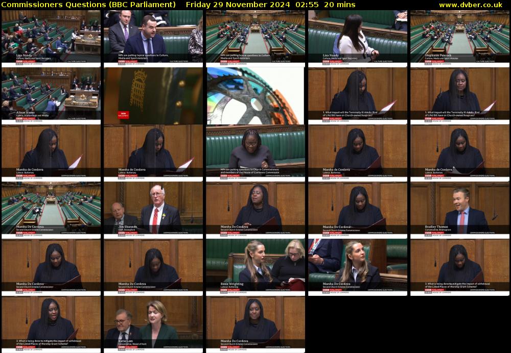 Commissioners Questions (BBC Parliament) Friday 29 November 2024 02:55 - 03:15
