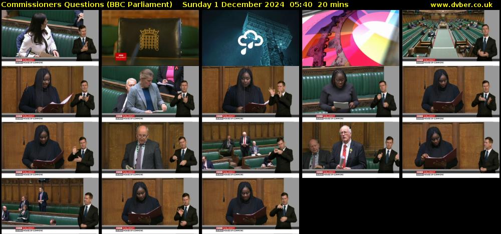 Commissioners Questions (BBC Parliament) Sunday 1 December 2024 05:40 - 06:00