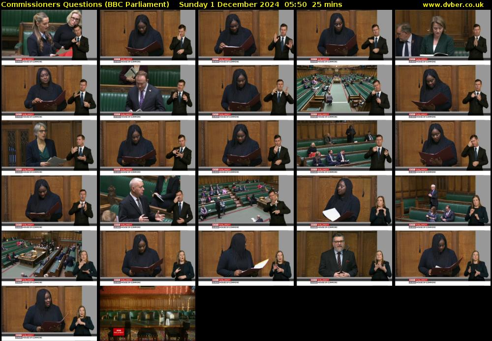 Commissioners Questions (BBC Parliament) Sunday 1 December 2024 05:50 - 06:15