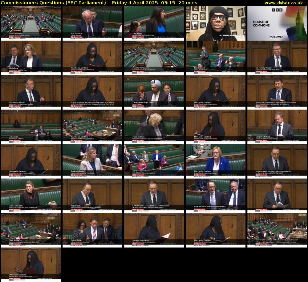 Commissioners Questions (BBC Parliament) Friday 4 April 2025 03:15 - 03:35