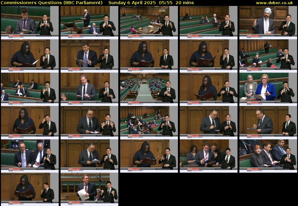 Commissioners Questions (BBC Parliament) Sunday 6 April 2025 05:55 - 06:15