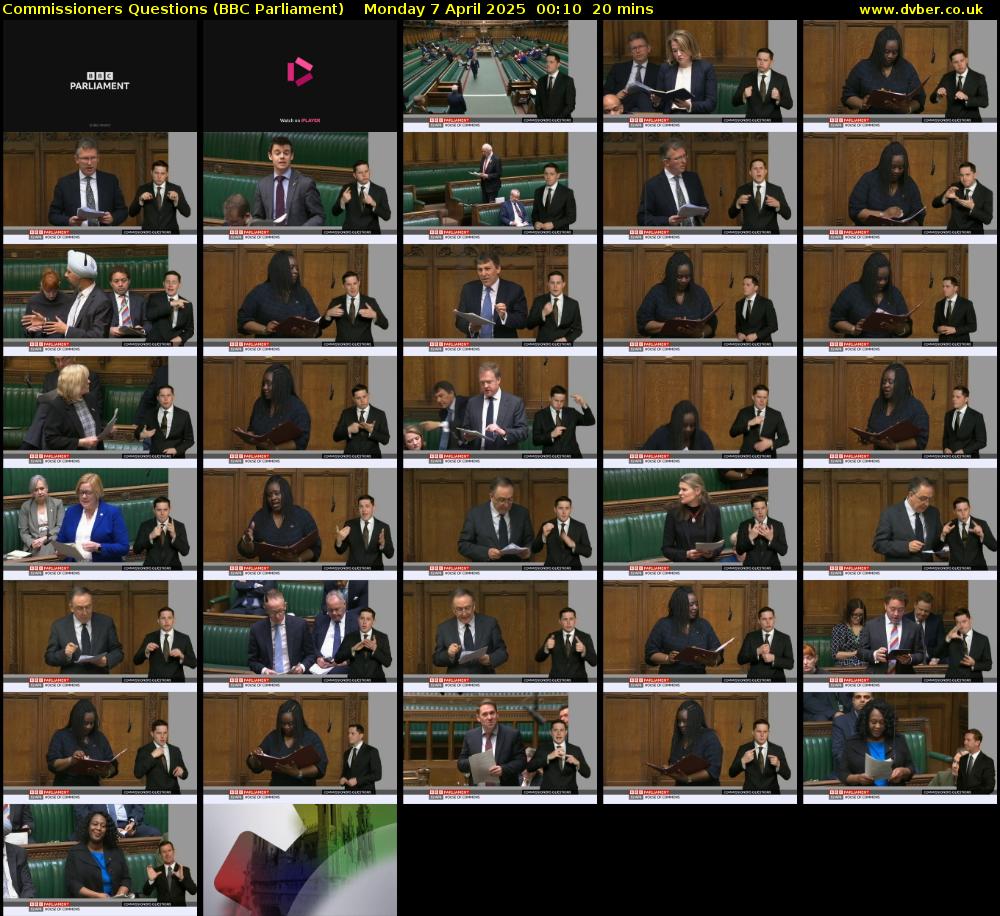 Commissioners Questions (BBC Parliament) Monday 7 April 2025 00:10 - 00:30