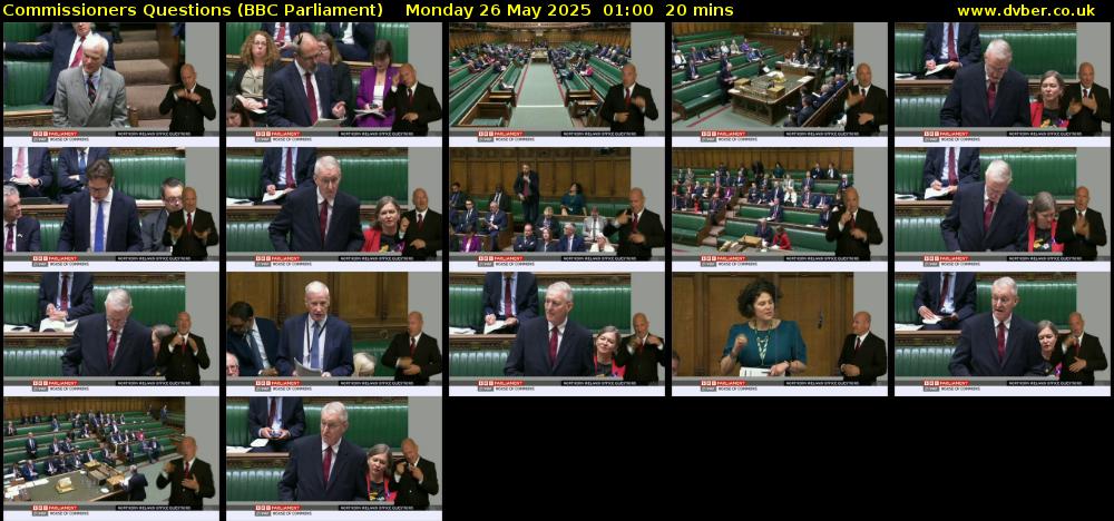 Commissioners Questions (BBC Parliament) Monday 26 May 2025 01:00 - 01:20