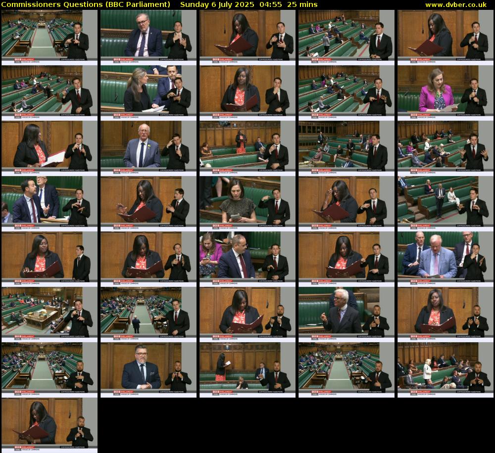 Commissioners Questions (BBC Parliament) Sunday 6 July 2025 04:55 - 05:20