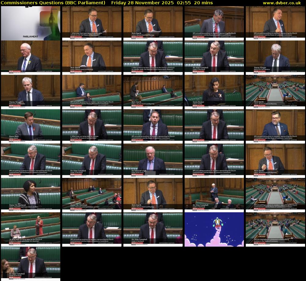 Commissioners Questions (BBC Parliament) Friday 28 November 2025 02:55 - 03:15
