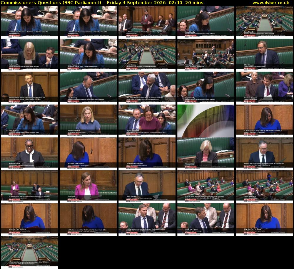 Commissioners Questions (BBC Parliament) Friday 4 September 2026 02:40 - 03:00