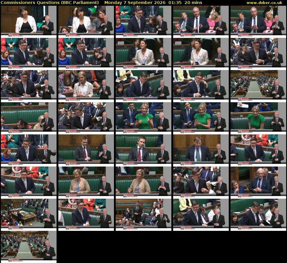 Commissioners Questions (BBC Parliament) Monday 7 September 2026 01:35 - 01:55