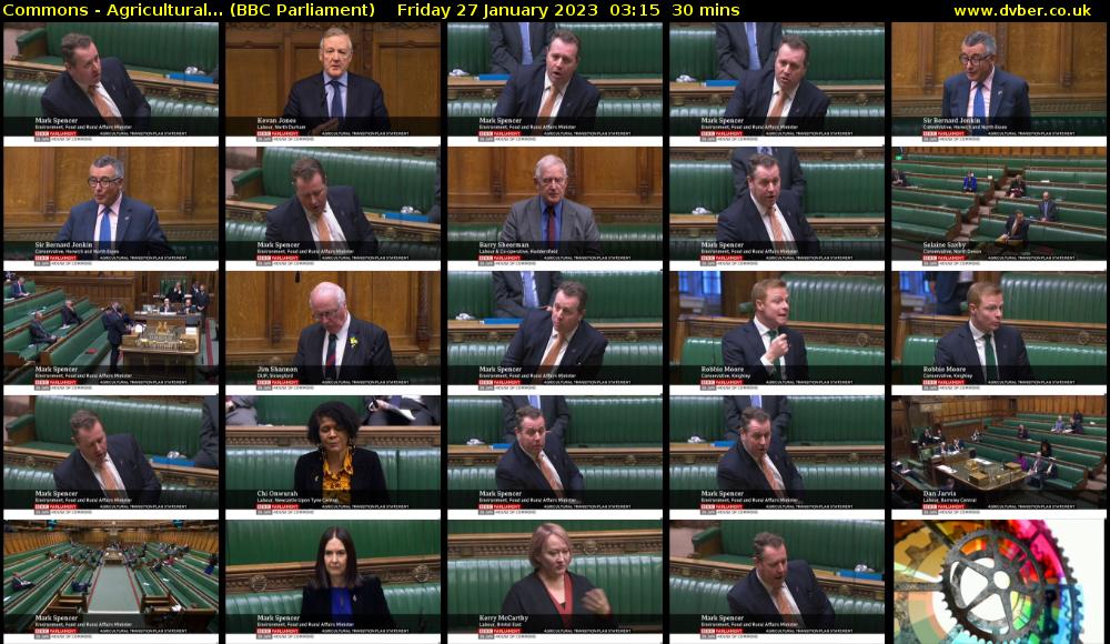 Commons - Agricultural... (BBC Parliament) Friday 27 January 2023 03:15 - 03:45