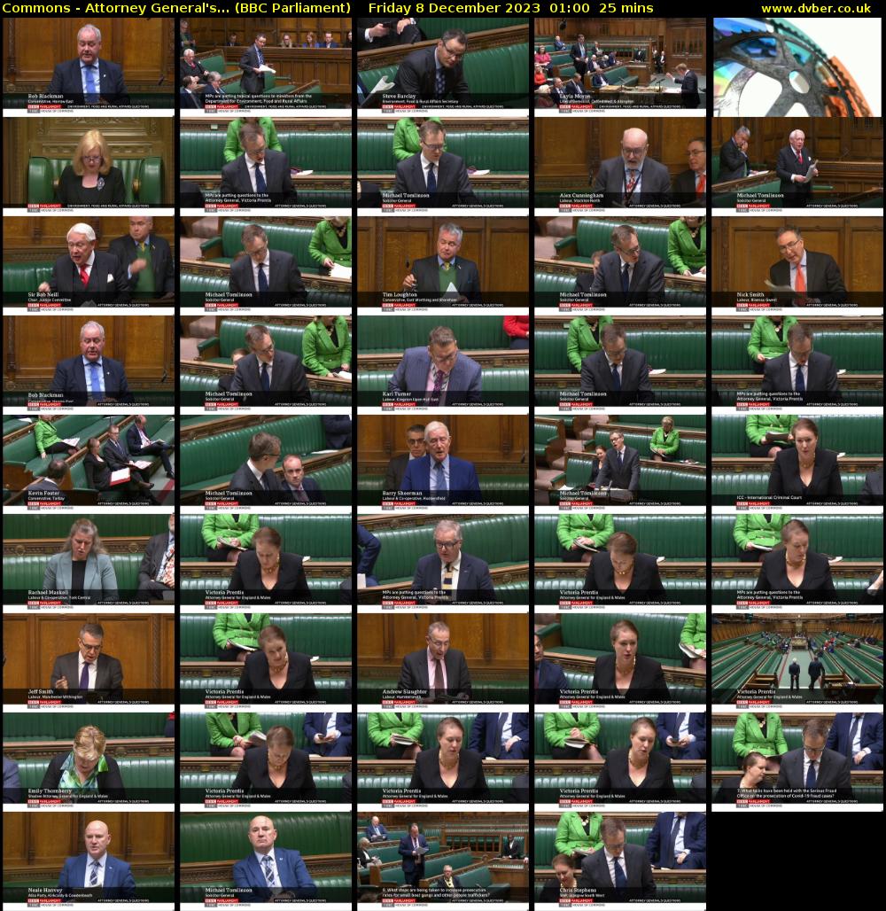Commons - Attorney General's... (BBC Parliament) Friday 8 December 2023 01:00 - 01:25
