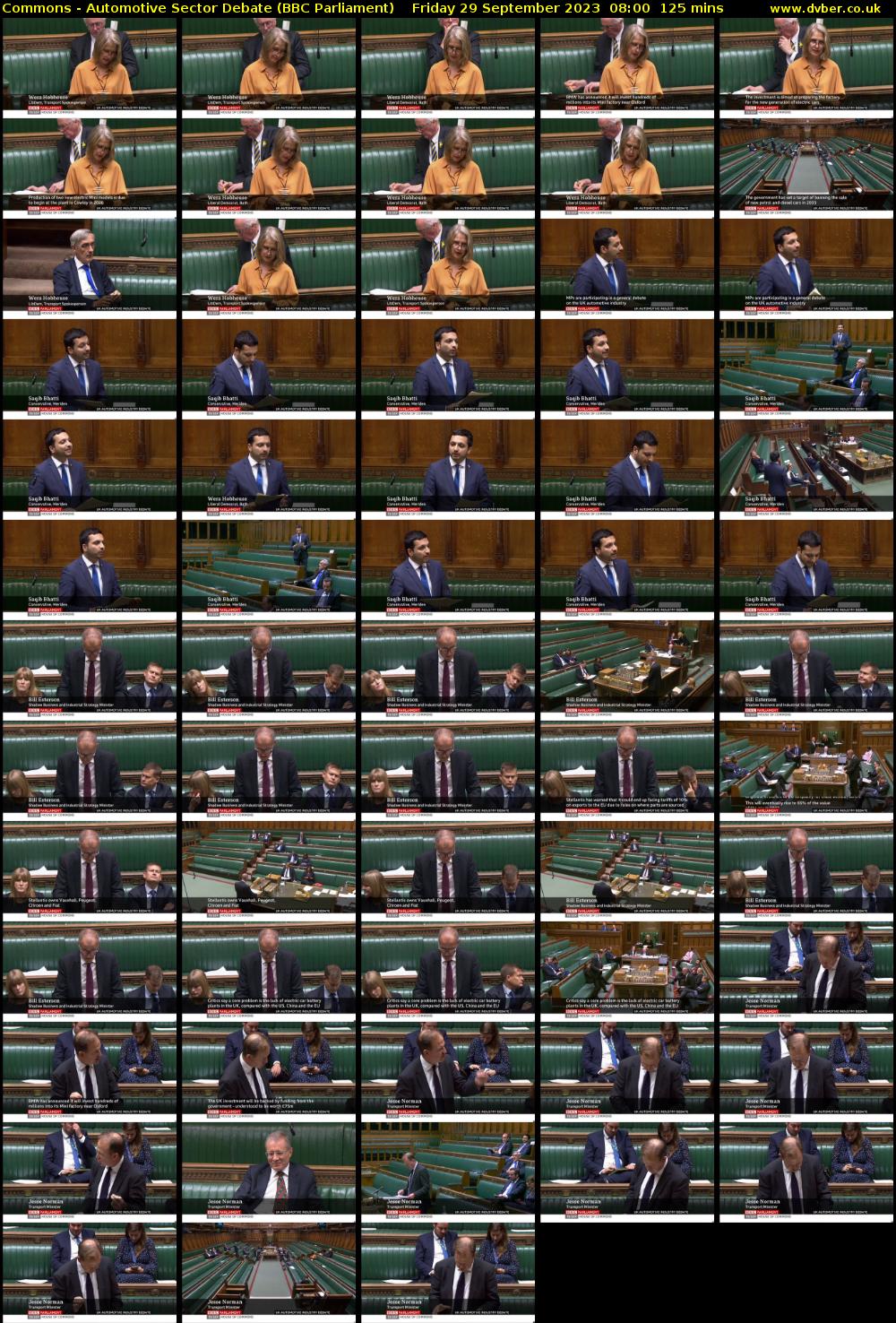 Commons - Automotive Sector Debate (BBC Parliament) Friday 29 September 2023 08:00 - 10:05