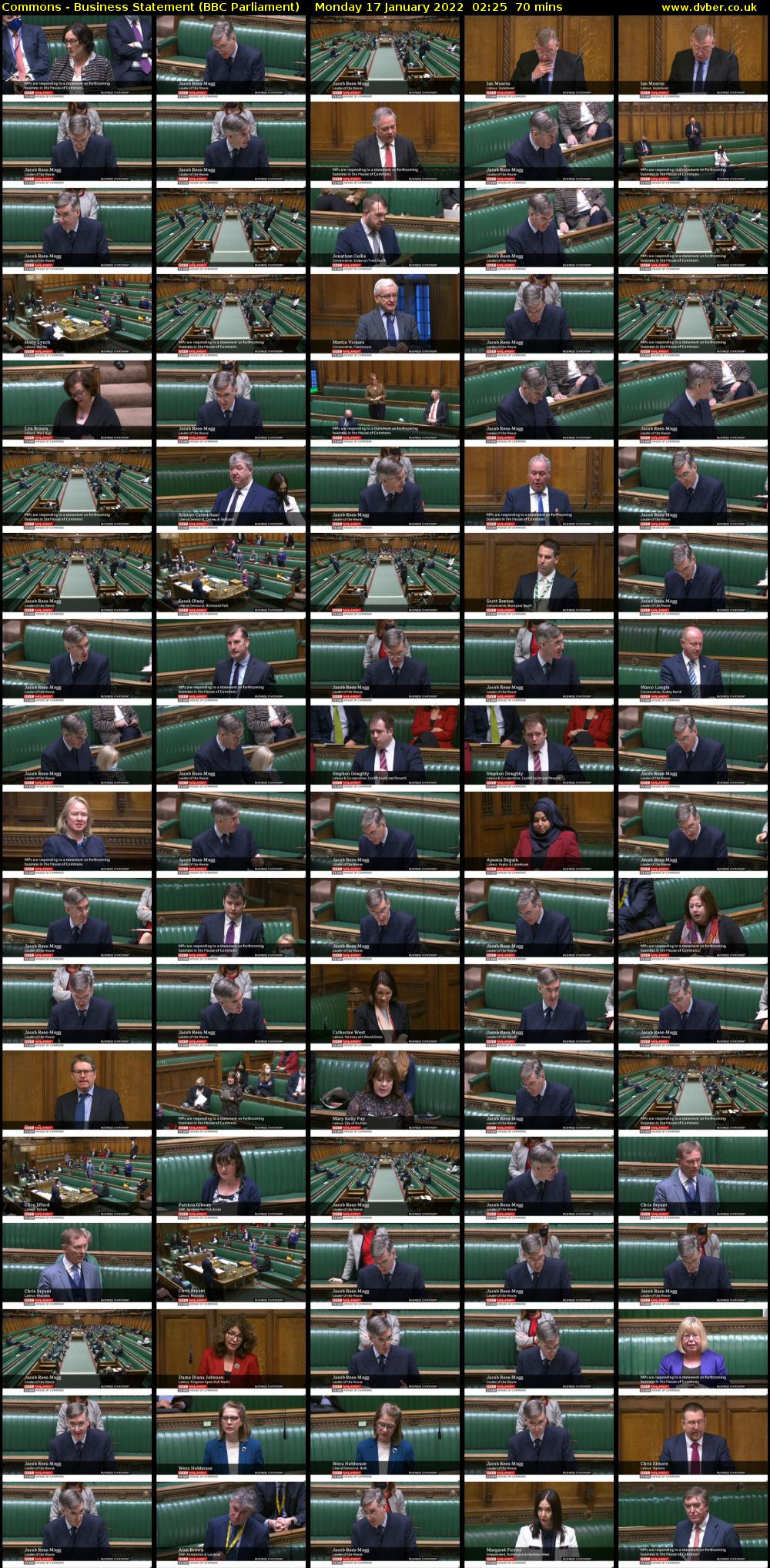 Commons - Business Statement (BBC Parliament) Monday 17 January 2022 02:25 - 03:35