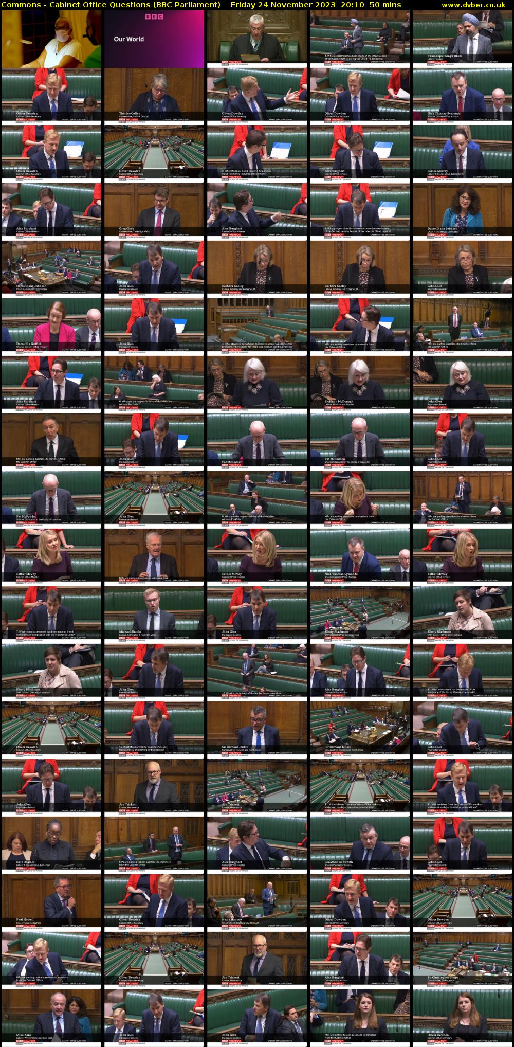 Commons - Cabinet Office Questions (BBC Parliament) Friday 24 November 2023 20:10 - 21:00