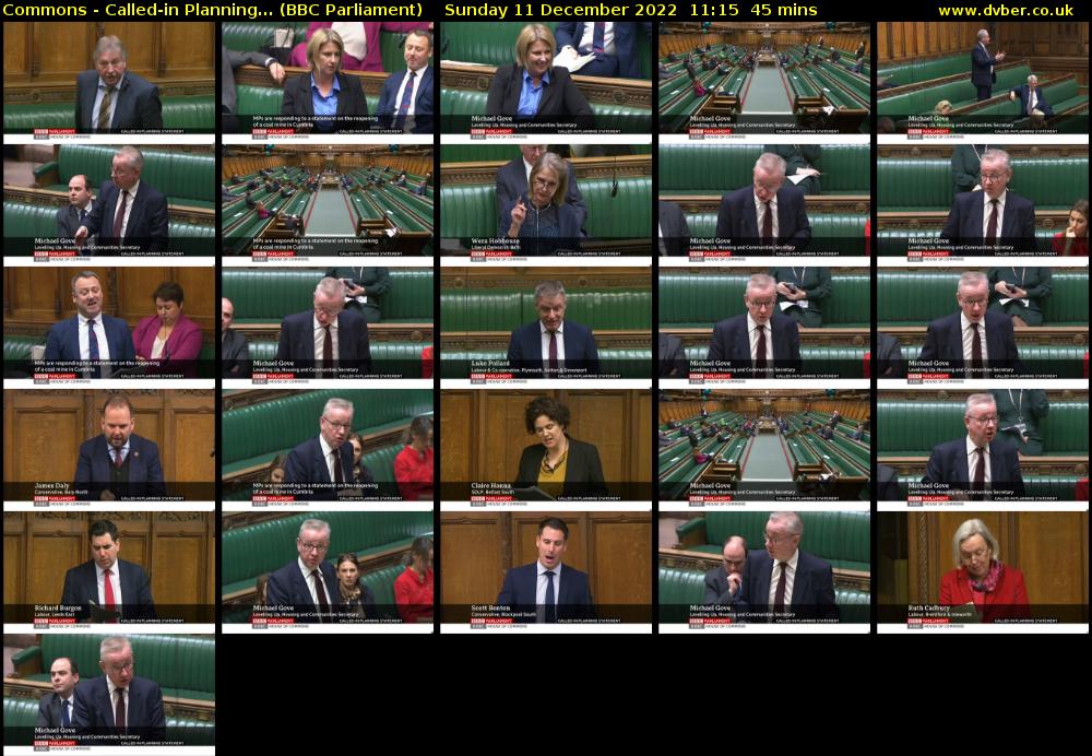 Commons - Called-in Planning... (BBC Parliament) Sunday 11 December 2022 11:15 - 12:00
