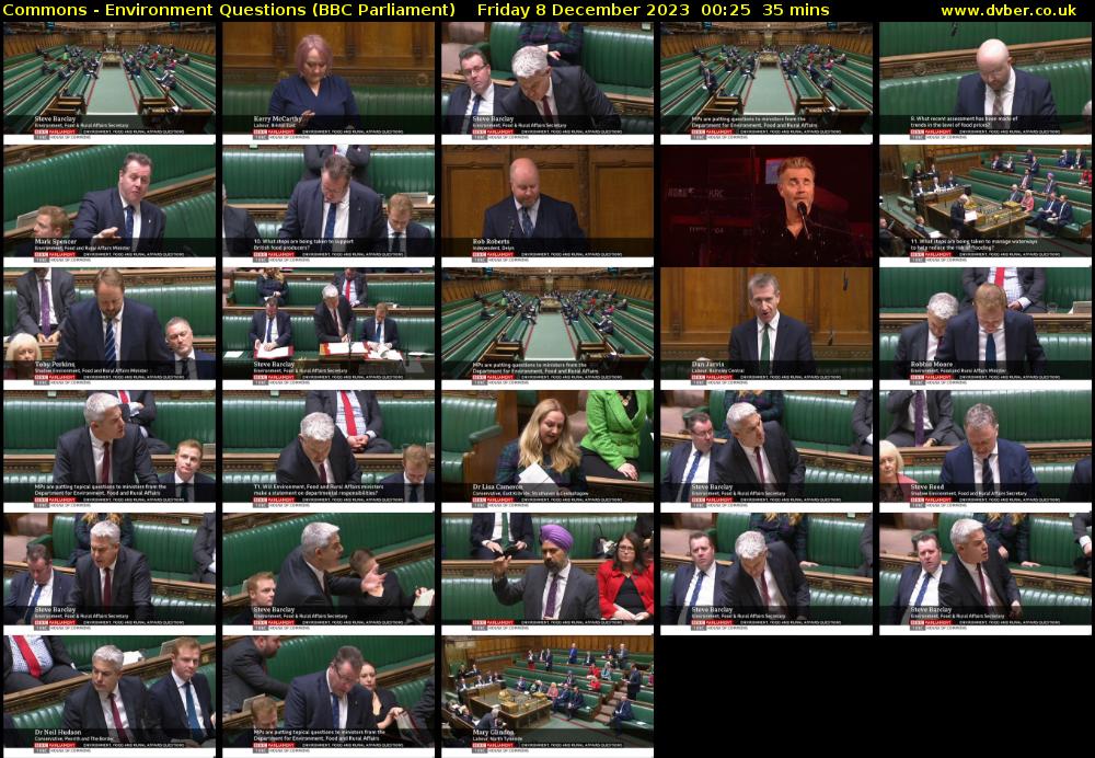 Commons - Environment Questions (BBC Parliament) Friday 8 December 2023 00:25 - 01:00