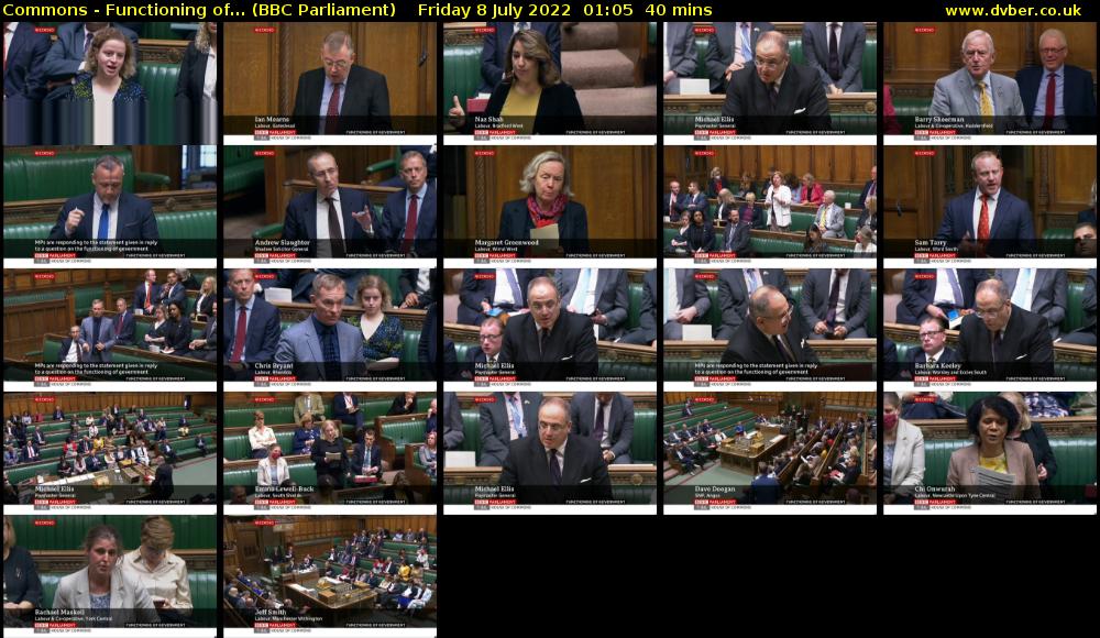 Commons - Functioning of... (BBC Parliament) Friday 8 July 2022 01:05 - 01:45