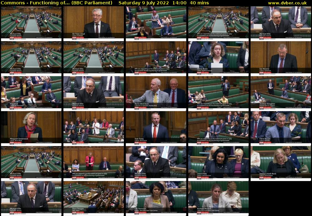 Commons - Functioning of... (BBC Parliament) Saturday 9 July 2022 14:00 - 14:40
