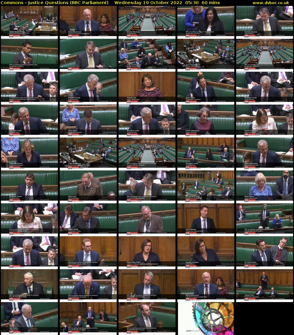 Commons - Justice Questions (BBC Parliament) Wednesday 19 October 2022 05:30 - 06:30