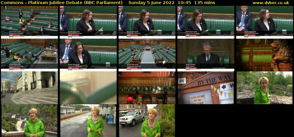 Commons - Platinum Jubilee Debate (BBC Parliament) Sunday 5 June 2022 10:45 - 13:00