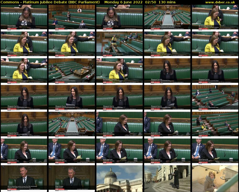 Commons - Platinum Jubilee Debate (BBC Parliament) Monday 6 June 2022 02:50 - 05:00