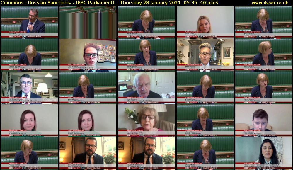 Commons - Russian Sanctions... (BBC Parliament) Thursday 28 January 2021 05:35 - 06:15