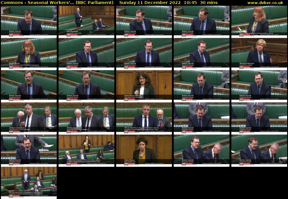 Commons - Seasonal Workers'... (BBC Parliament) Sunday 11 December 2022 10:45 - 11:15