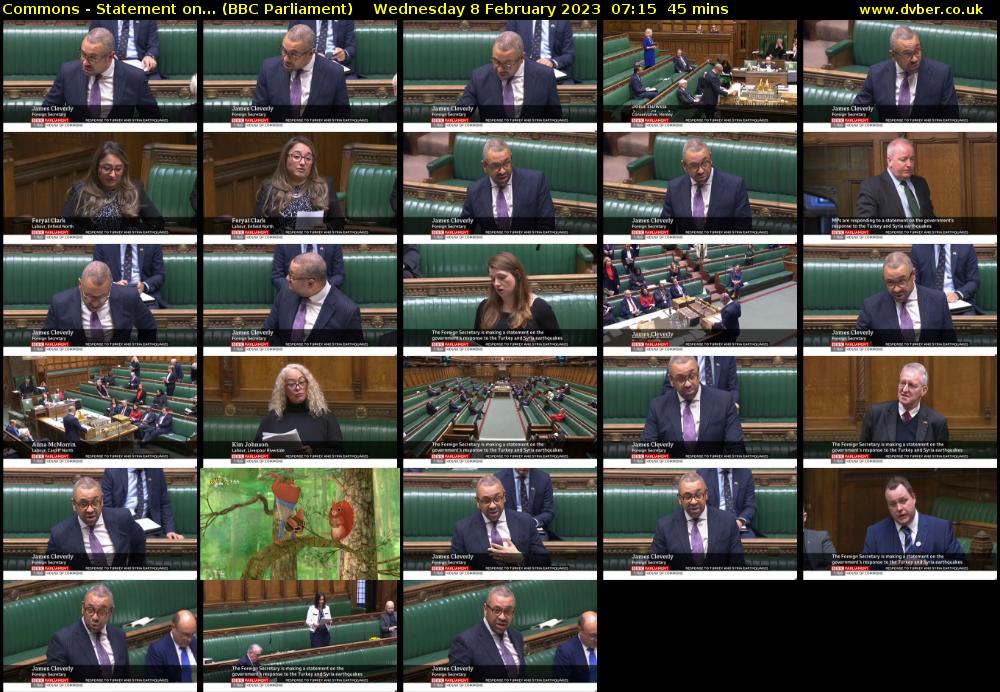 Commons - Statement on... (BBC Parliament) Wednesday 8 February 2023 07:15 - 08:00
