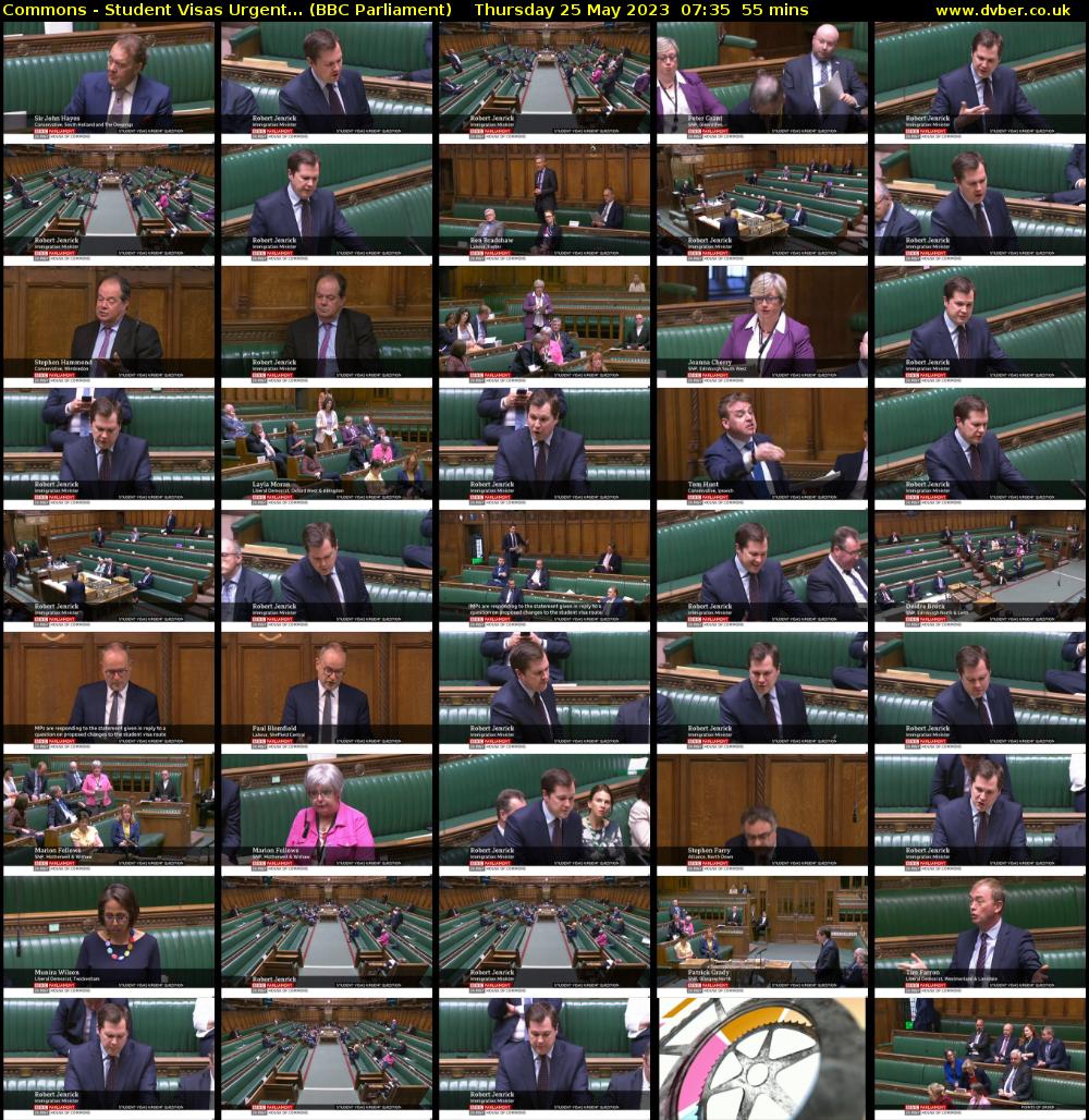 Commons - Student Visas Urgent... (BBC Parliament) Thursday 25 May 2023 07:35 - 08:30