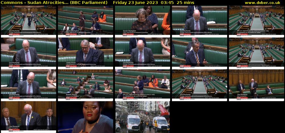 Commons - Sudan Atrocities... (BBC Parliament) Friday 23 June 2023 03:45 - 04:10