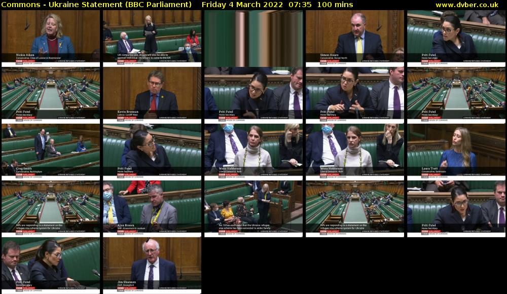 Commons - Ukraine Statement (BBC Parliament) Friday 4 March 2022 07:35 - 09:15