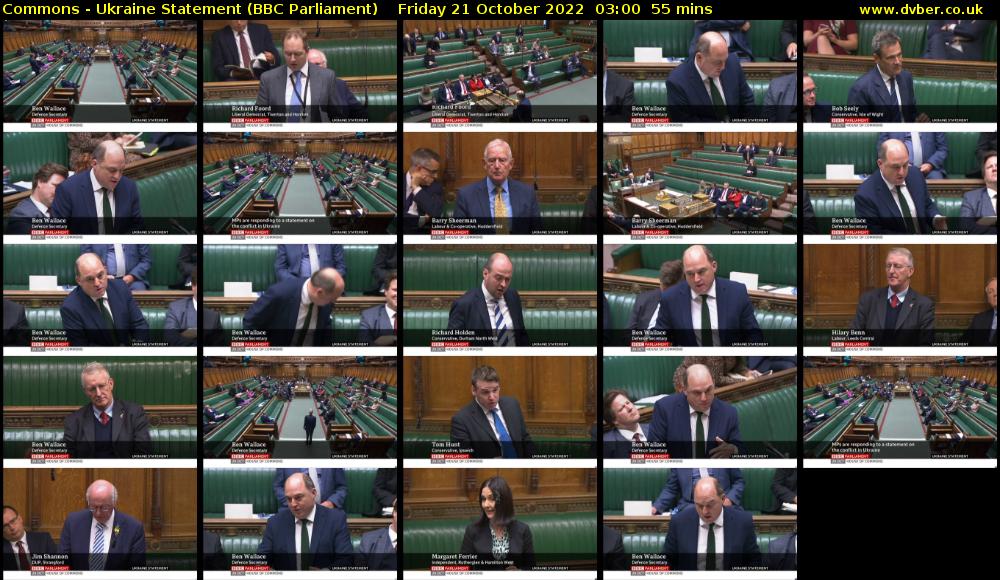 Commons - Ukraine Statement (BBC Parliament) Friday 21 October 2022 03:00 - 03:55