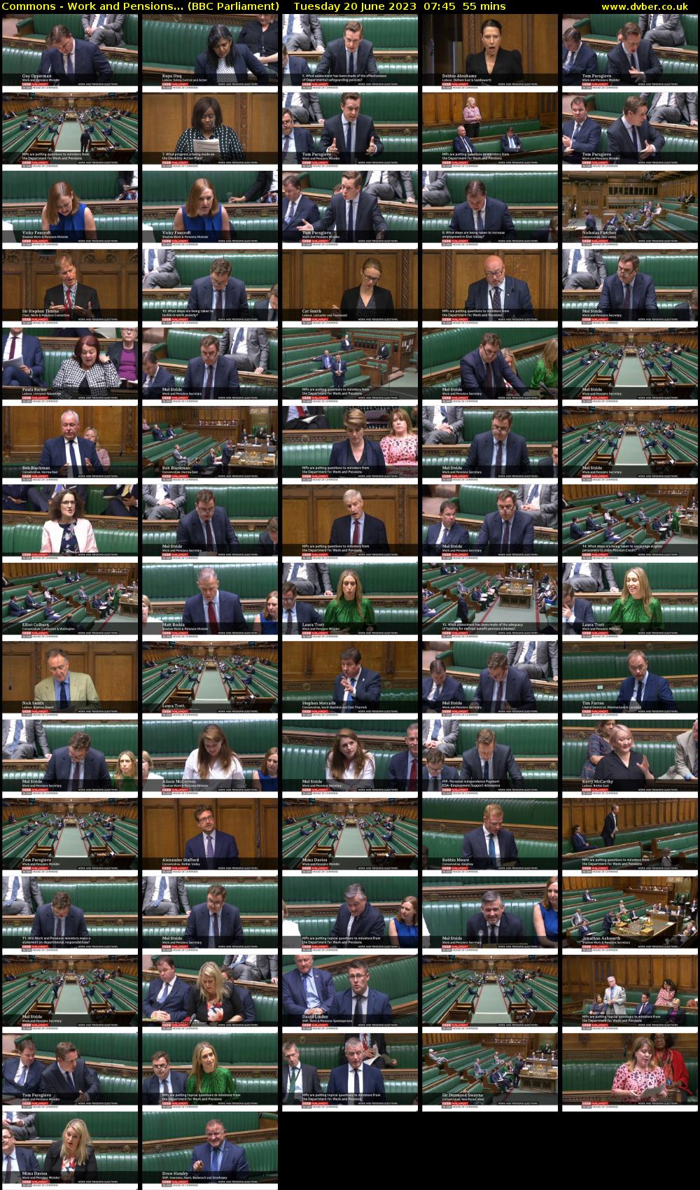 Commons - Work and Pensions... (BBC Parliament) Tuesday 20 June 2023 07:45 - 08:40