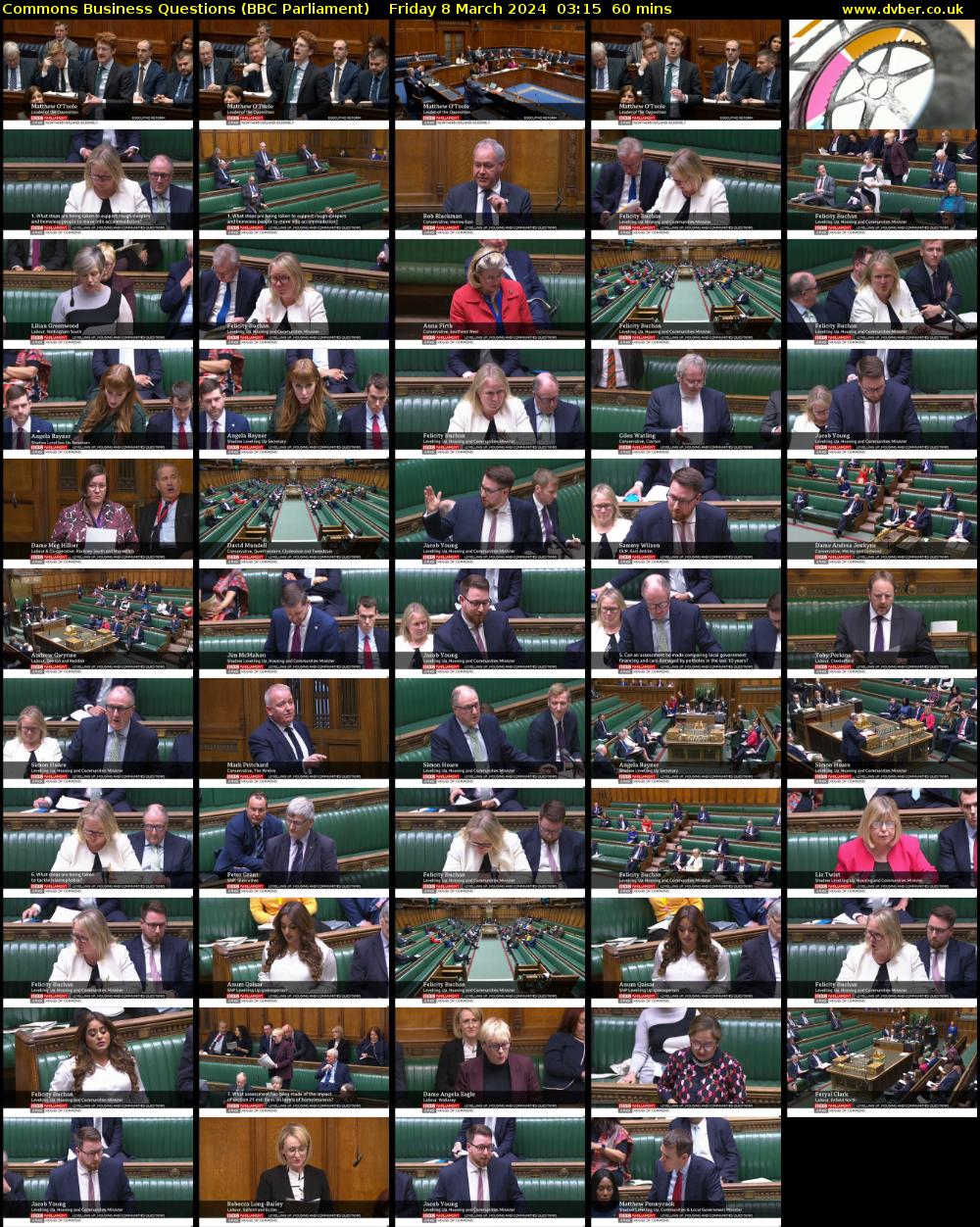 Commons Business Questions (BBC Parliament) Friday 8 March 2024 03:15 - 04:15