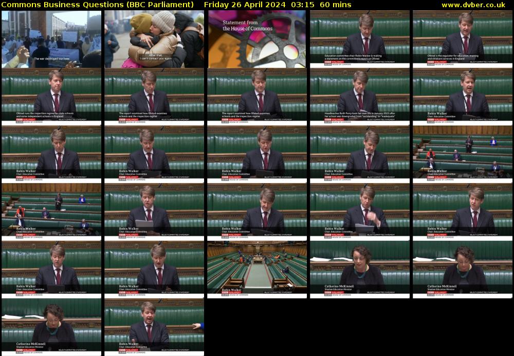 Commons Business Questions (BBC Parliament) Friday 26 April 2024 03:15 - 04:15