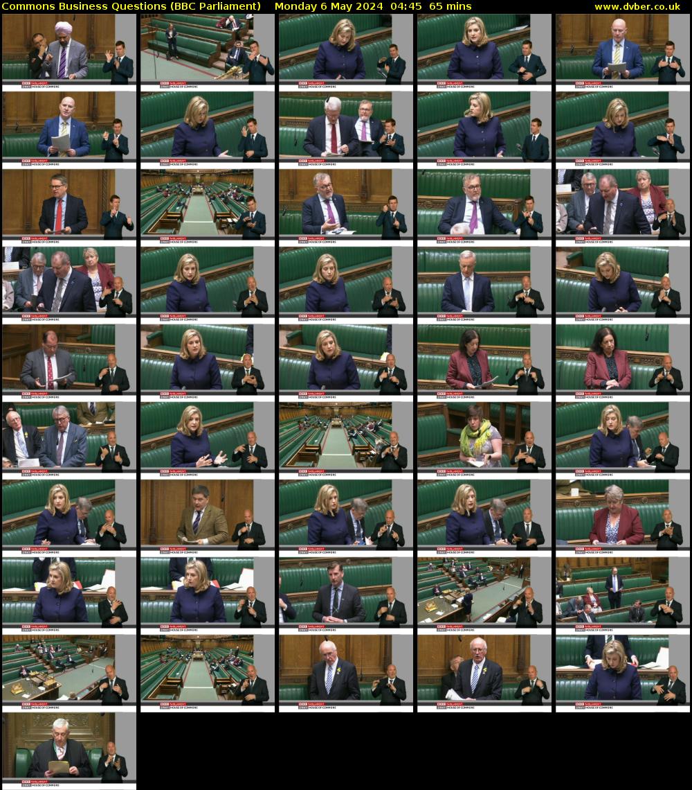 Commons Business Questions (BBC Parliament) Monday 6 May 2024 04:45 - 05:50