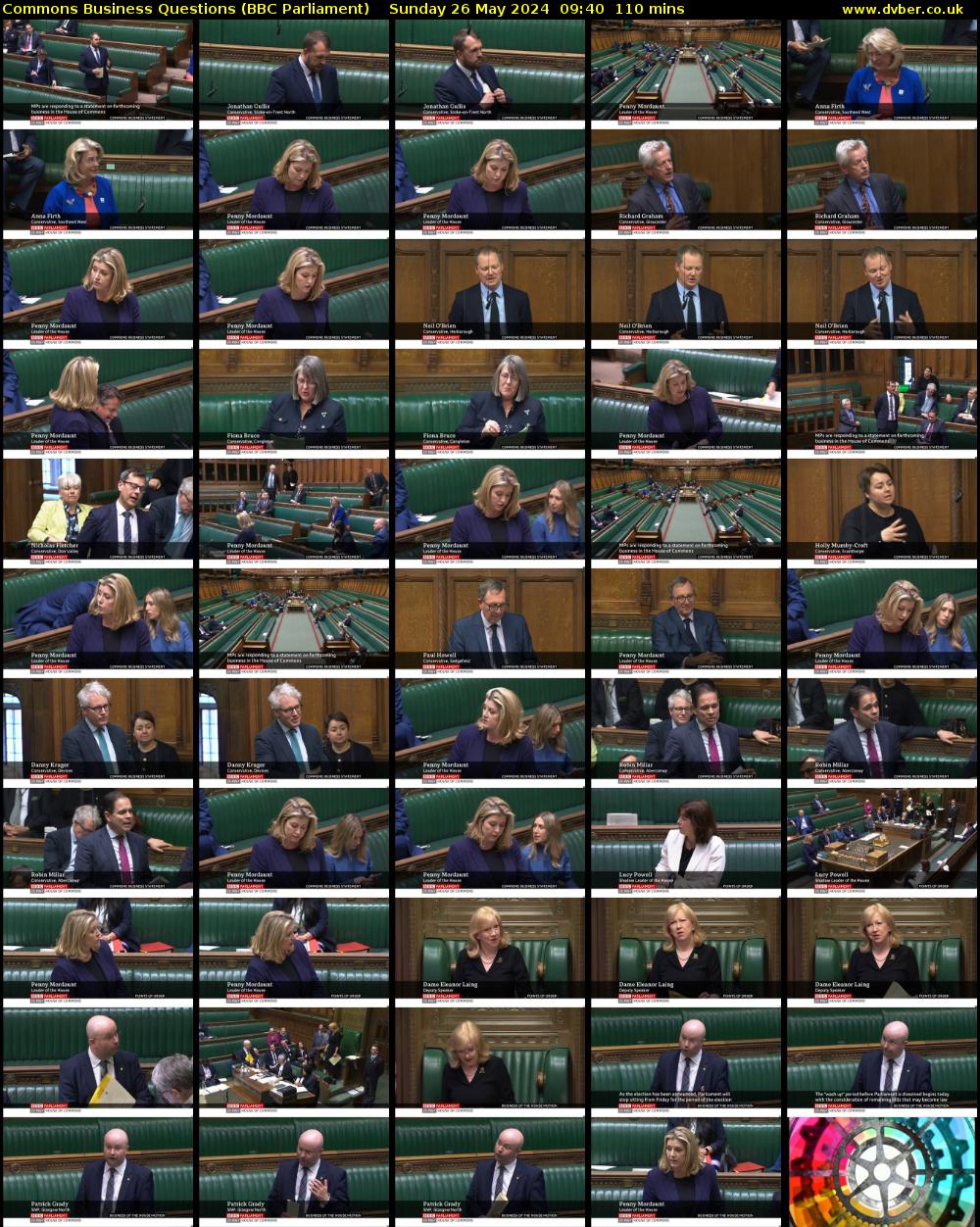 Commons Business Questions (BBC Parliament) Sunday 26 May 2024 09:40 - 11:30