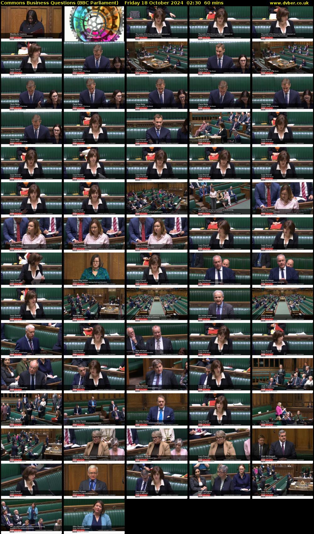 Commons Business Questions (BBC Parliament) Friday 18 October 2024 02:30 - 03:30