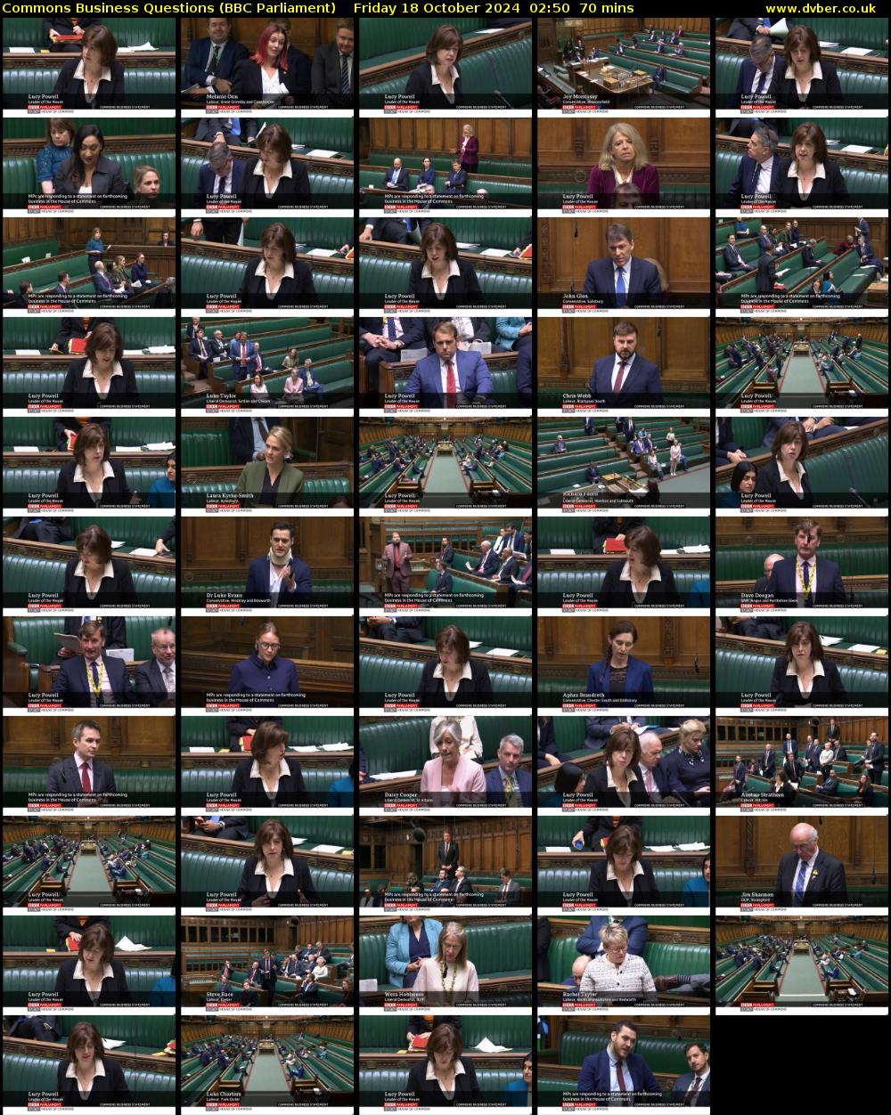 Commons Business Questions (BBC Parliament) Friday 18 October 2024 02:50 - 04:00
