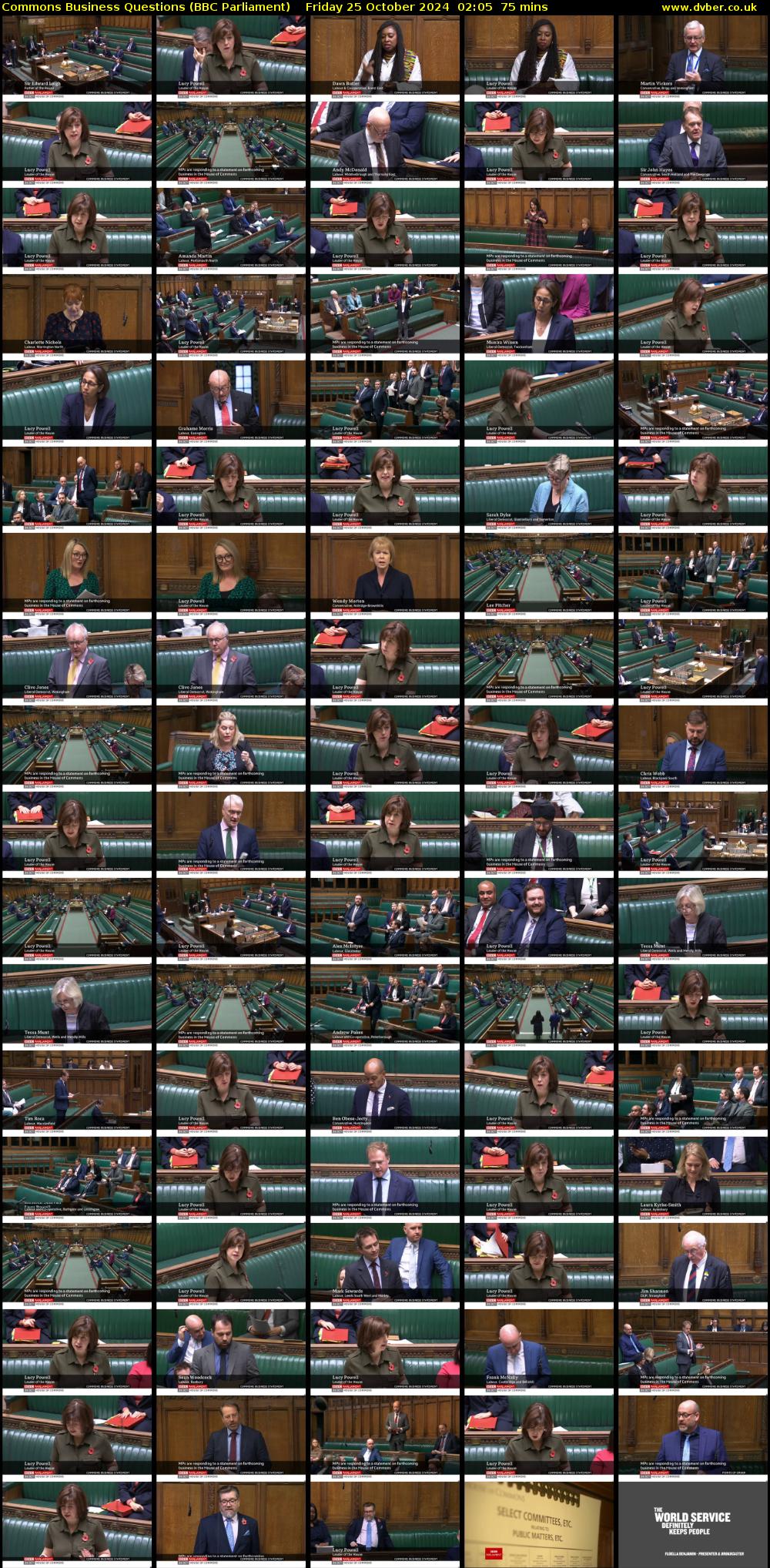 Commons Business Questions (BBC Parliament) Friday 25 October 2024 02:05 - 03:20